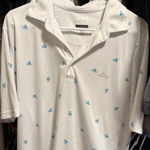 Greg Norman Collection White Polo with Blue Accents